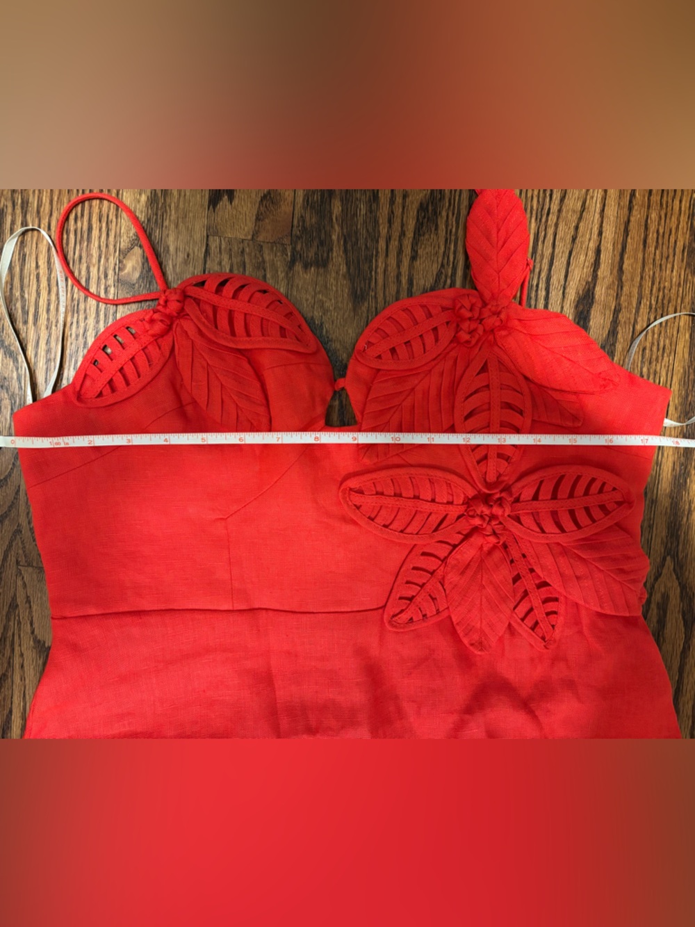 FARM Rio Red Leaf-Applique Spaghetti Strap Mini Dress - Picture 11 of 13